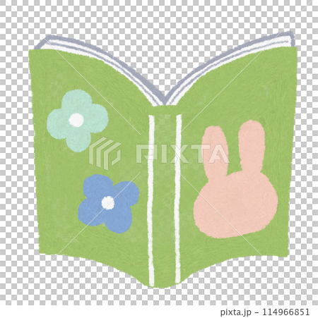 綠色封面繪本插圖_兔子和花 114966851