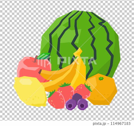 A simple illustration of various fresh fruits arranged together A simple illustration of various fresh fruits arranged together 114967183
