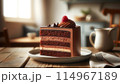 おしゃれな空間とチョコレートケーキ 114967189