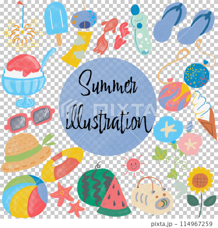 日本の夏、風物詩のイラスト集 日本の夏、風物詩のイラスト集 114967259