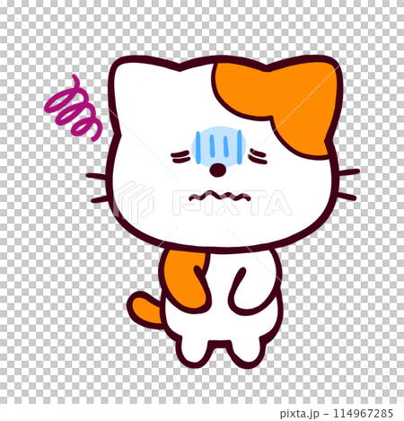 落ち込んでいるコミカルなネコ 114967285