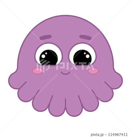 Cute kawaii octopus emoji icon Vector 114967411
