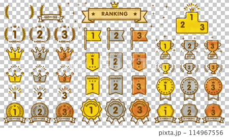 Hand-drawn style vector ranking icon set Hand-drawn style vector ranking icon set 114967556