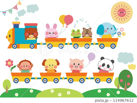 汽車に乗る動物達のイラスト 114967612