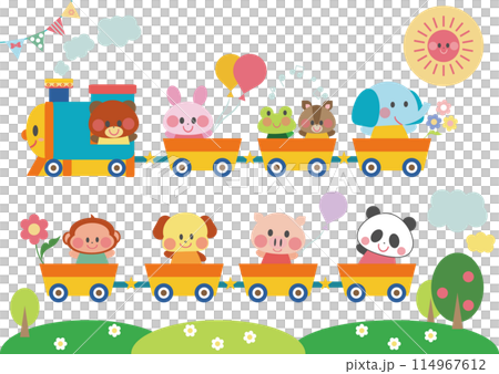 汽車に乗る動物達のイラスト 114967612