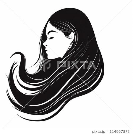 Black silhouette of a woman for a logo of a hair salon 114967872
