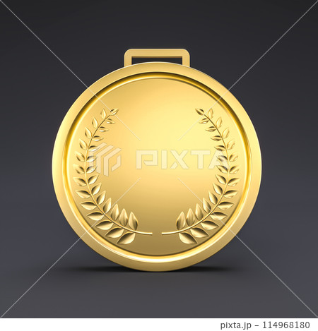 Golden award medal on dark background 114968180