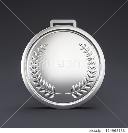 Blank silver award medal on dark background 114968188