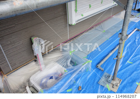 住宅　外壁塗装工事　養生 114968207