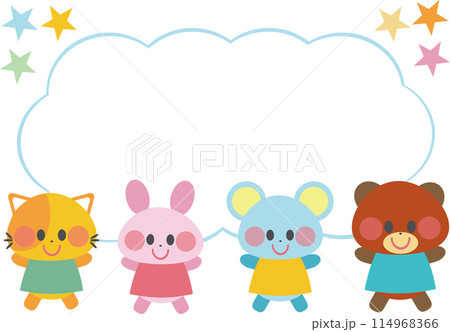 保育用メッセージカード素材_ねこ、うさぎ、ねずみ、くま 114968366