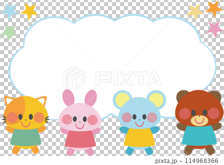 保育用メッセージカード素材_ねこ、うさぎ、ねずみ、くま 114968366
