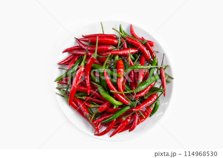 Chili Pepper, Pepper - Vegetable, Cayenne Pepper, Plate, Wood - Material 114968530