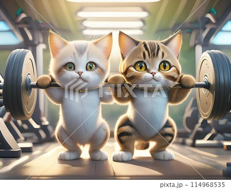 スポーツジムで体を鍛える猫たち 114968535