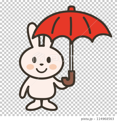 Illustration of a rabbit holding an umbrella Illustration of a rabbit holding an umbrella 114968563