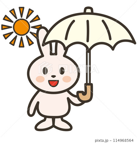 日傘を差すうさぎさんのイラスト 114968564