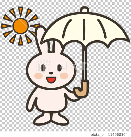 拿著遮陽傘的兔子插畫 114968564