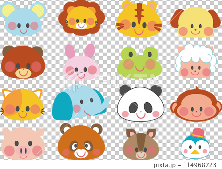 動物達の顔のイラスト素材集 動物達の顔のイラスト素材集 114968723