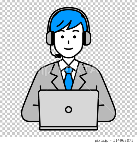 Male operator working on a laptop 114968873