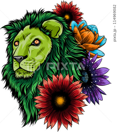 Lion head colorful hand draw vector illustration Lion head colorful hand draw vector illustration 114969082