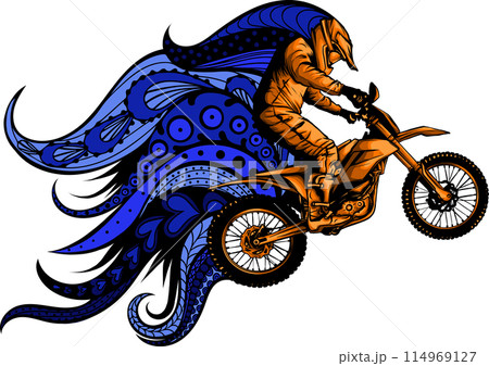 vector motocross rider ride the motocross bike 114969127