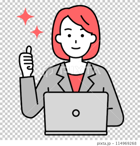 一位穿著西裝的女士在筆記型電腦上工作,這是一個好兆頭 一位穿著西裝的女士在筆記型電腦上工作,這是一個好兆頭 114969268