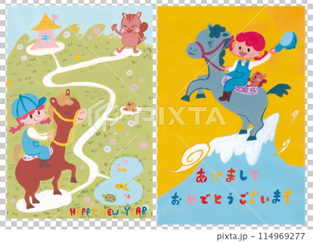 馬年新年賀卡插圖集 114969277