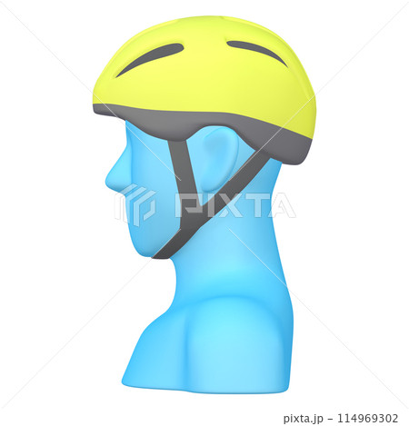 自転車用品のイラスト素材 ヘルメット(1_1_1)イエロー 着用イメージ 自転車用品のイラスト素材 ヘルメット(1_1_1)イエロー 着用イメージ 114969302