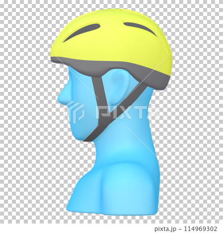 自転車用品のイラスト素材 ヘルメット(1_1_1)イエロー 着用イメージ 自転車用品のイラスト素材 ヘルメット(1_1_1)イエロー 着用イメージ 114969302