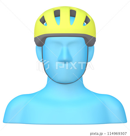 自転車用品のイラスト素材　ヘルメット（1_1_5）イエロー　着用イメージ 114969307