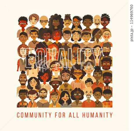 Ethnic and multiracial diversity of the world, myriad of people, diverse in skin tone, height, hair, and age, yet all radiating mutual joy and acceptance Ethnic and multiracial diversity of the world, myriad of people, diverse in skin tone, height, hair, and age, yet all radiating mutual joy and acceptance 114969760