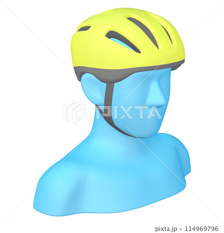 自転車用品のイラスト素材　ヘルメット（1_2_7）イエロー　着用イメージ 114969796