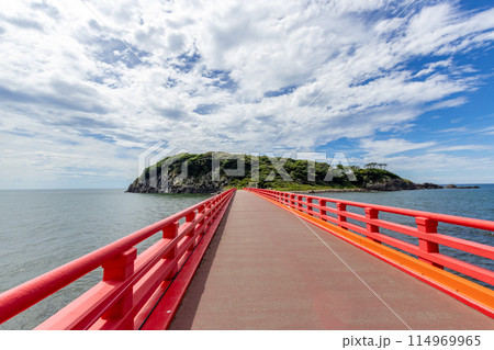 Oshima bridge, connecting the mainland with Oshima Island, Fukui, Japan. Oshima bridge, connecting the mainland with Oshima Island, Fukui, Japan. 114969965