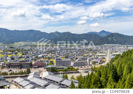 View of Katsuyama from Echizen Daibutu Buddhist temple, Fukui, Japan. 114970026