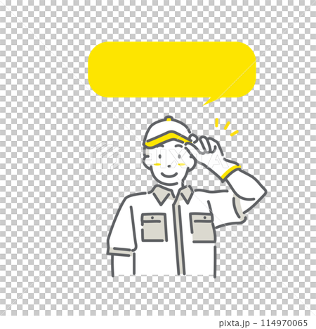 さわやかな作業員の男性　シンプルでおしゃれな線画イラスト 114970065
