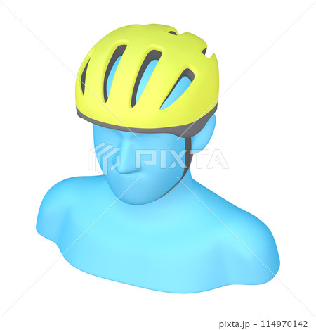 自転車用品のイラスト素材　ヘルメット（1_3_4）イエロー　着用イメージ 114970142