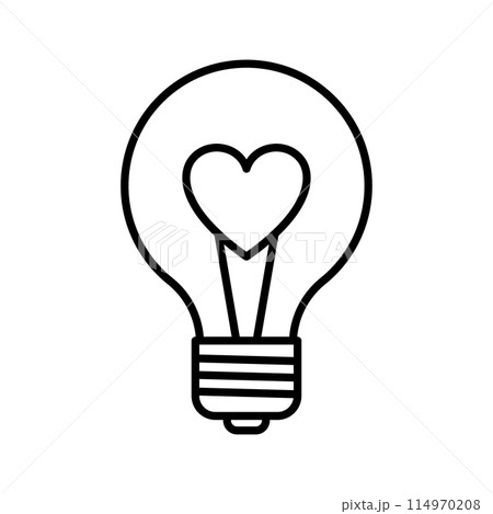 Light bulb lamp with heart icon. Valentine's day love symbol. 114970208