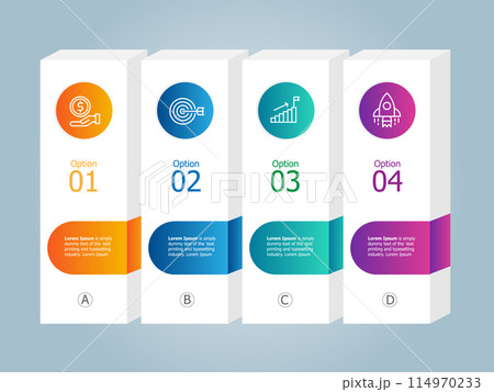 4 steps colorful infographics for report presentation template background 114970233
