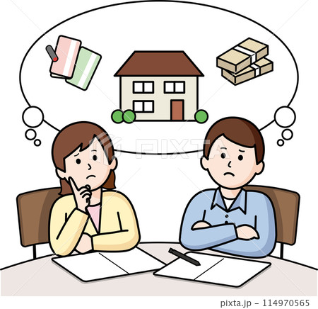 遺産相続について考える男性と女性 114970565
