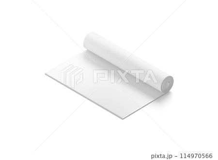 Blank white rolled yoga mat mockup, side view Blank white rolled yoga mat mockup, side view 114970566