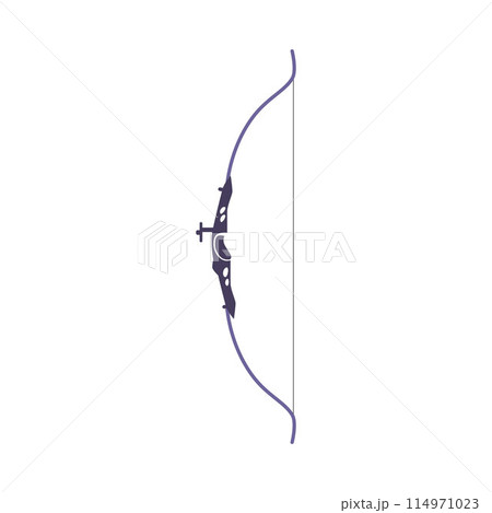 Longbow vector flat illustration, arch with string archery weapon icon, hunting or professional sport shooting equipment 114971023