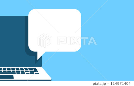A new message on the laptop screen. Empty space for your inscription. 114971404