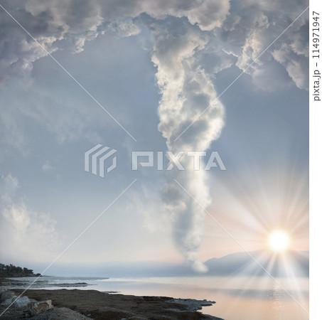 A pillar of cloud leads the Jewish people across the desert across the sea 114971947