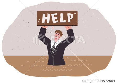 Man asks for help stuck in quicksand, as metaphor for economic crisis and problems in labor market Man asks for help stuck in quicksand, as metaphor for economic crisis and problems in labor market 114972004