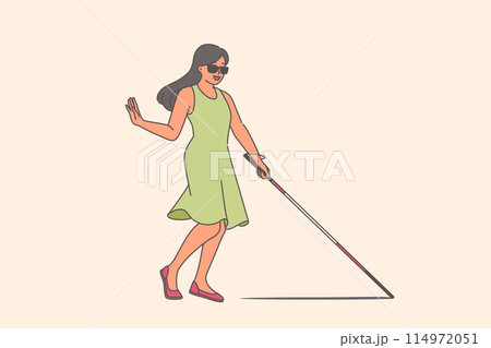 Blind woman walks around city using cane to find way, enjoying life despite health problems Blind woman walks around city using cane to find way, enjoying life despite health problems 114972051