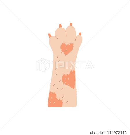 Vector image with a dog's paw with an spots in the form of hearts 114972113