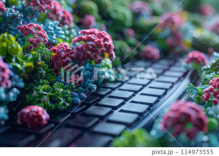 Keyboard with colors. The concept of Earth Day Keyboard with colors. The concept of Earth Day 114973555