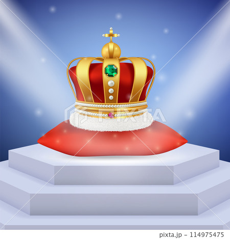 Realistic crown luxury golden headwear for king or queen Realistic crown luxury golden headwear for king or queen 114975475