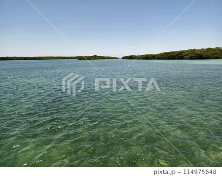 Clear waters of Biscayne National Park, Florida on sunny summer day. 114975648