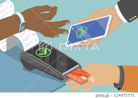 3D Isometric Flat Vector Illustration of POS Terminal , Contactless Payment 114975775