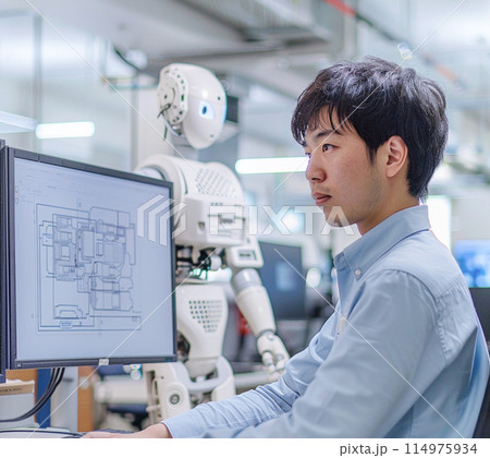 ロボットを開発するエンジニア男性_1 114975934